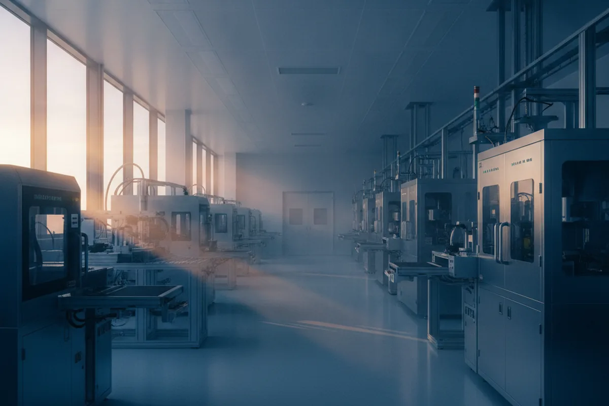 Moderne Reinraum-Präzisionsfertigung — sinnbildlich für Mikroelektronik und Industrie am Erfurter Kreuz